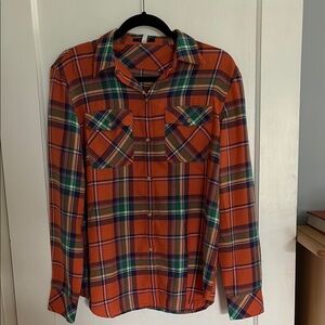 Chaps Orange and Green Casual Button Down Shirt